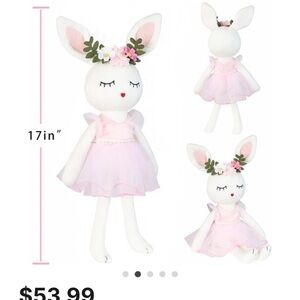 Plush Bunny Doll in Light Pink Dress - Kids Toy